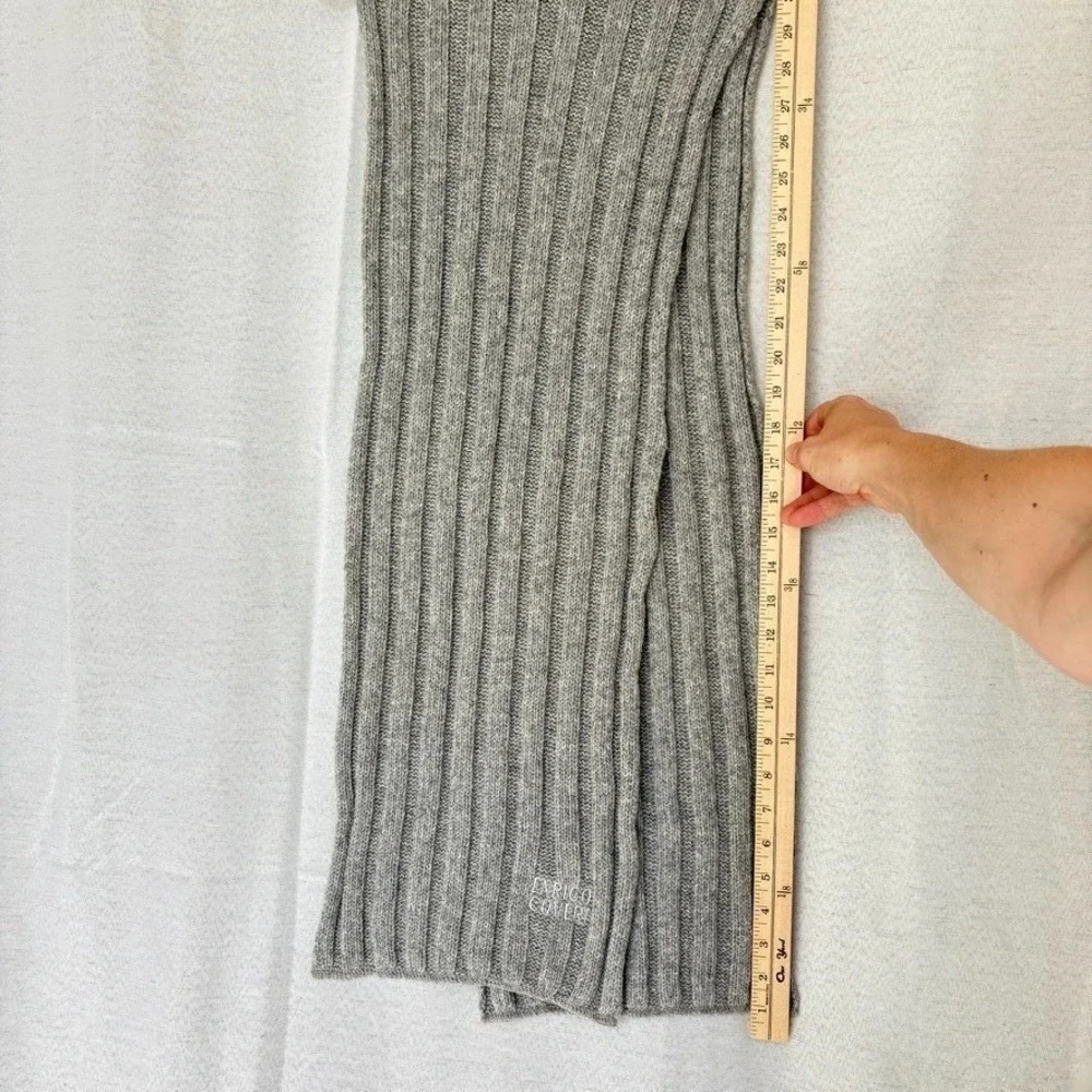 Enrico Coveri Wool Scarf Grey Ribbed Knit Embroidery Logo minimal capsule luxury